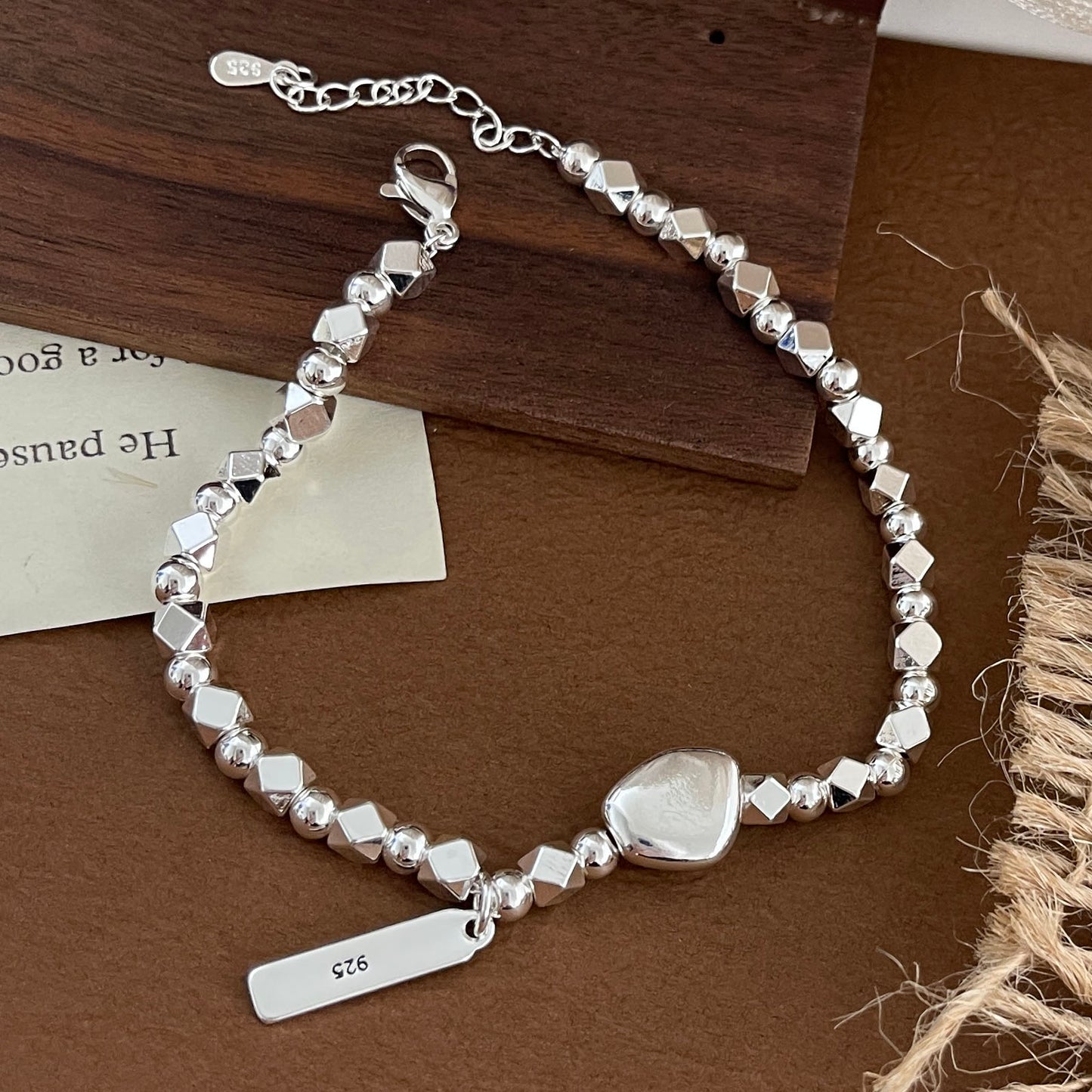 Uneven Beaded Sterling Silver bracelet