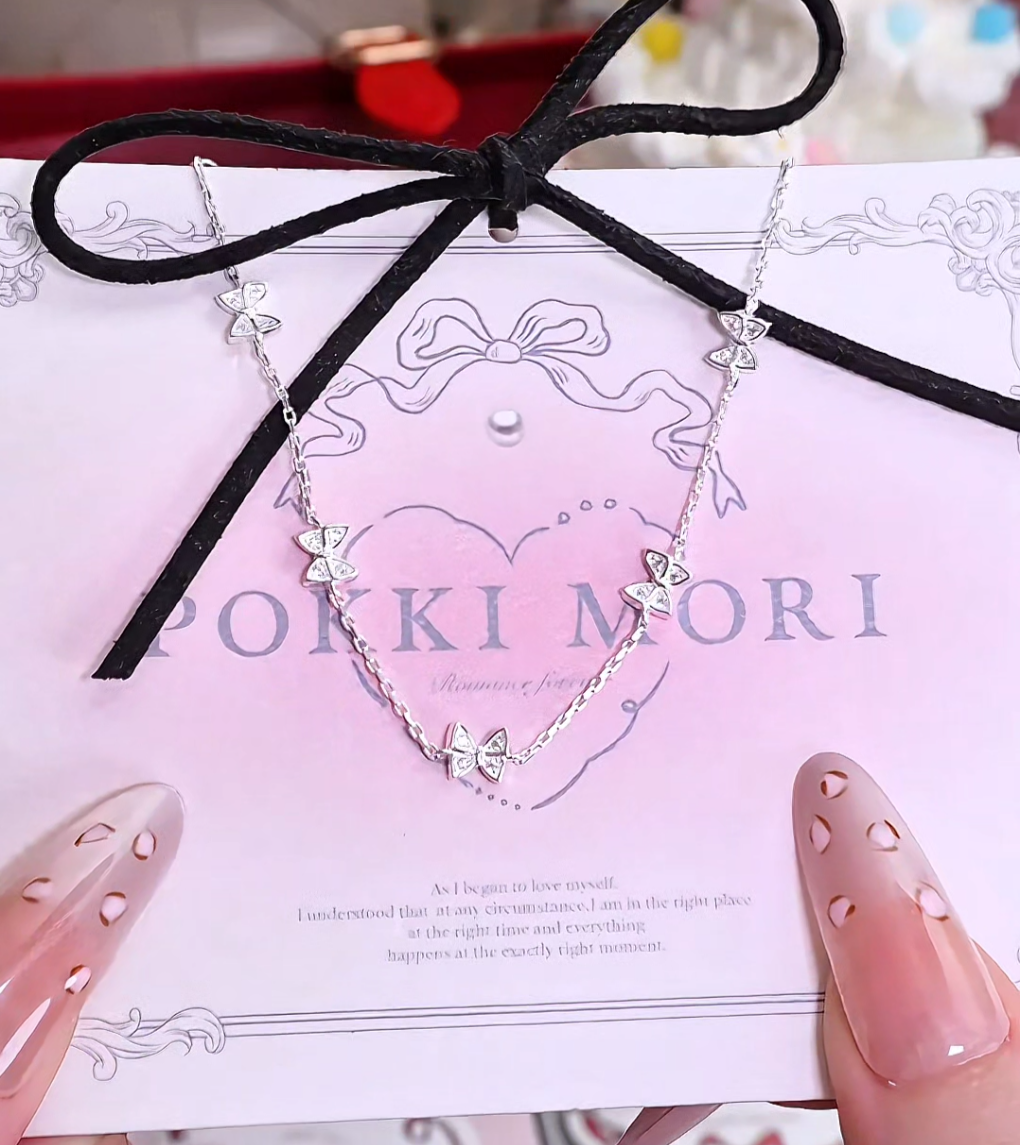 5 butterflies wow Sterling Silver 925 Necklace