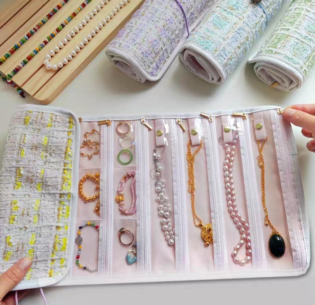 Tweed Roll jewelry Storage Bag