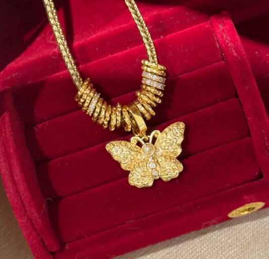 Butterfly Rings Sterling Silver Gold plated Necklace
