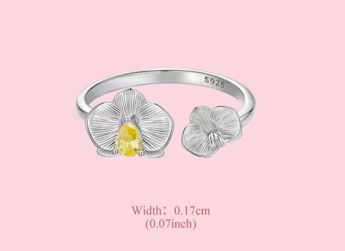 Phalaenosis Floral Sterling Silver 925 Ring