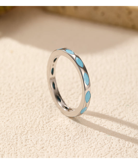 Turquoise blue Sterling Silver Band Ring