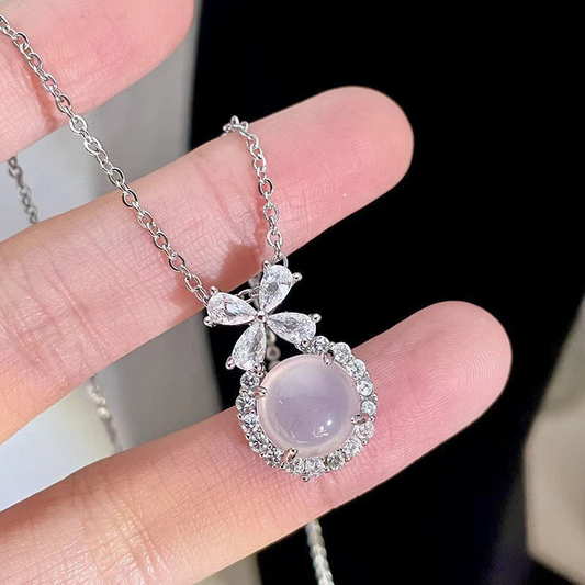 Moon stone Sterling Silver with Cubic Zircon Necklace