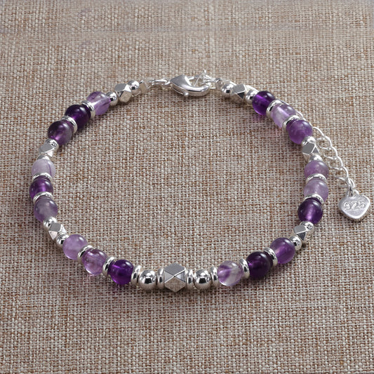 Amethyst with Sterling Silver 925 beads Bracelet