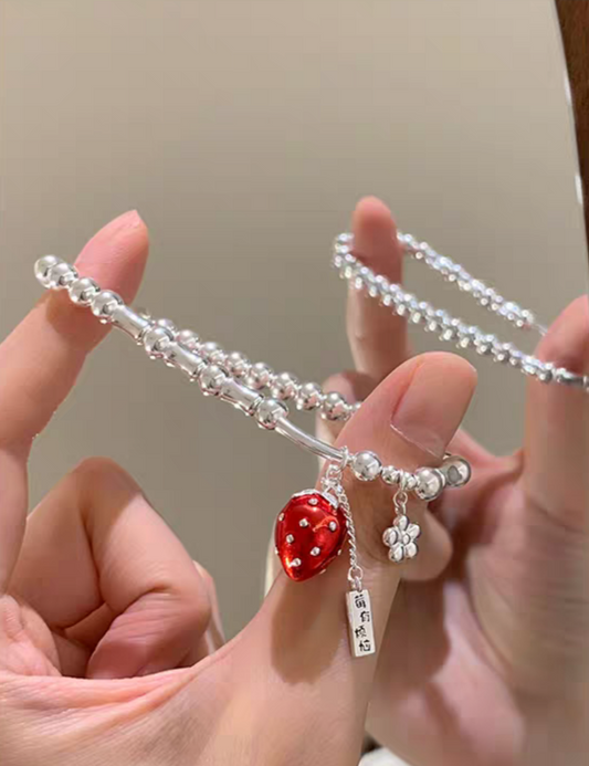 Strawberry shortcake Heavy weight Sterling Silver 925 Certified Bracelet