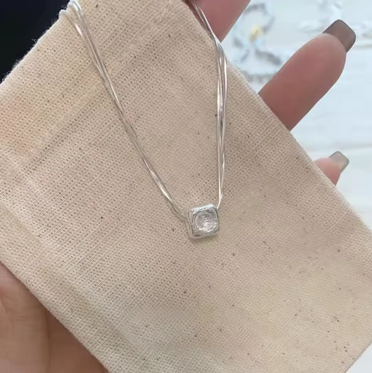 Triple layer with Pendant Necklace 925 Silver