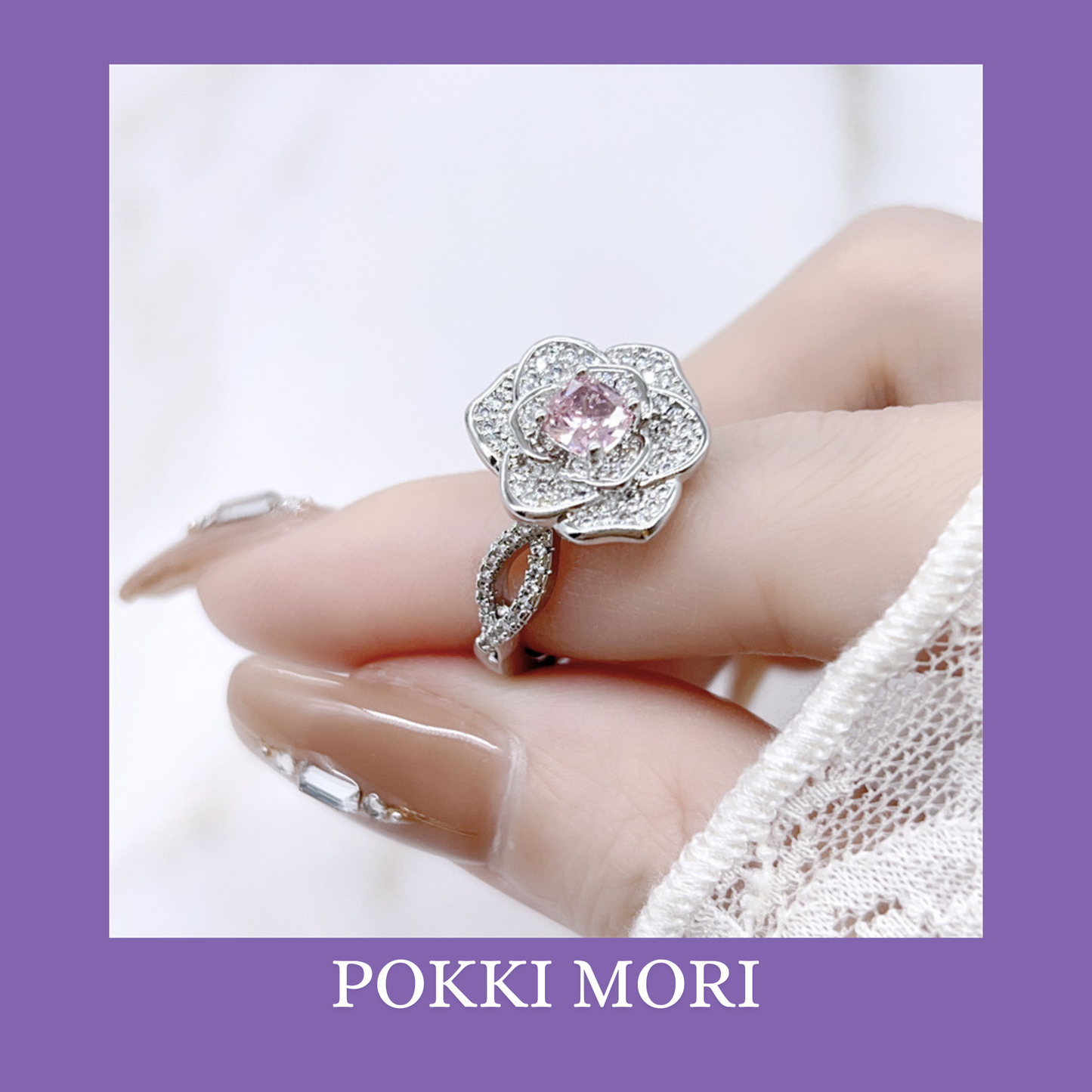 Pink Flora Sterling Silver 925 Ring Resizable