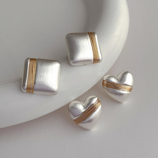 Statement Sterling Silver 925 Brushed Texture Studs