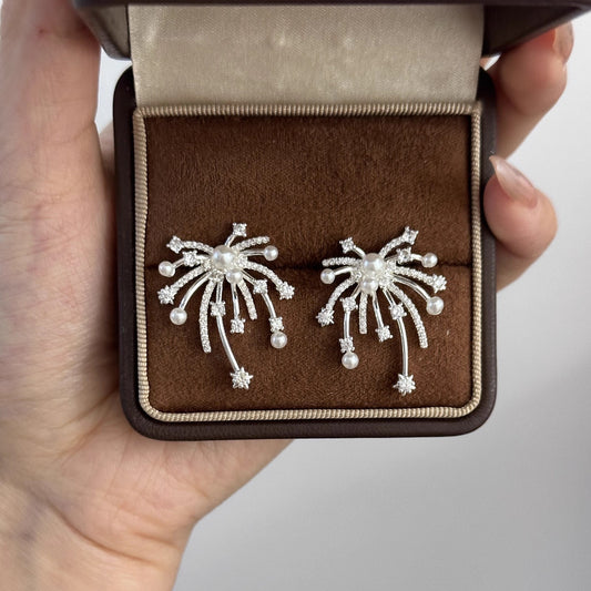 Tussle Flowers Sterling Silver 925 Stud Earrings