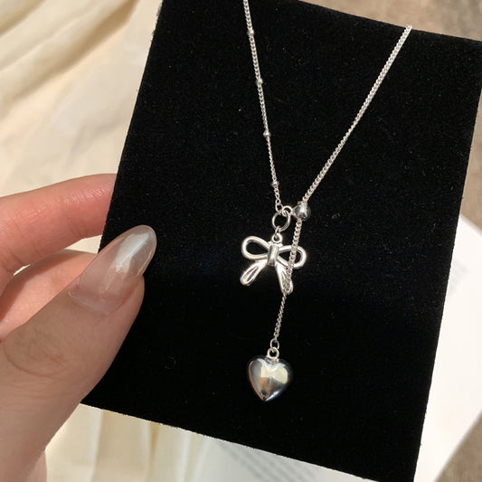 Bow heart Sterling Silver Necklace