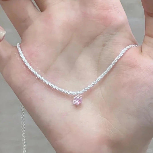 Pink Cubic Zircon Sterling Silver necklace