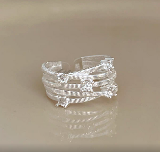 Intertwined Sterling Silver 925 Ring Band- Resizable