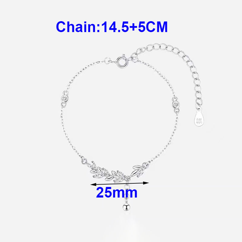 Wheat Crops Sterling Silver Bracelet with Cubic Zircon