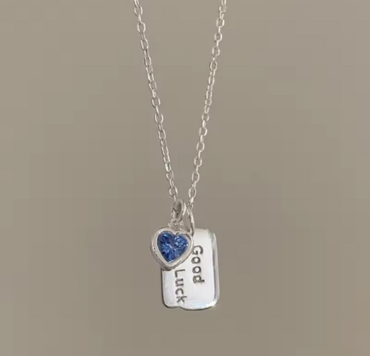 Blue Heart Good Luck Sterling Silver Necklace