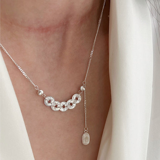 Five lucky charm coin Sterling Silver Necklace