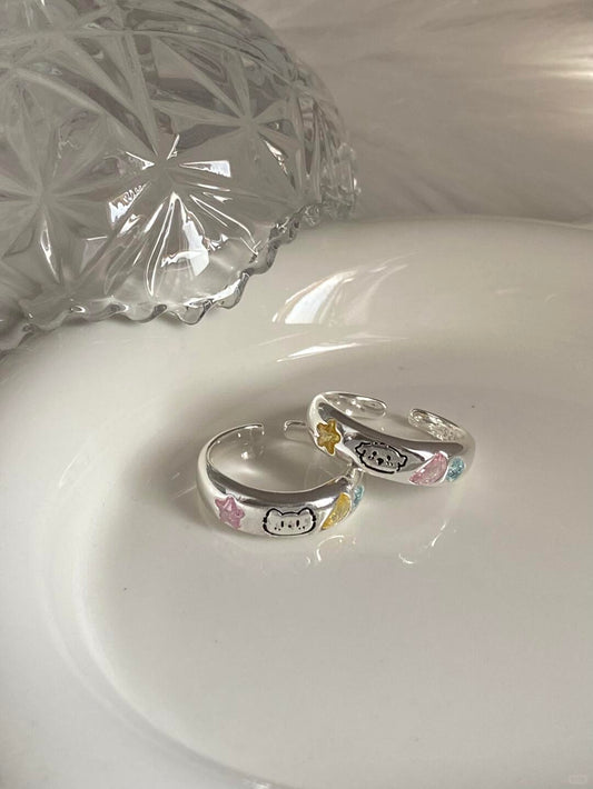 Cat & Dog Sterling Silver Ring set