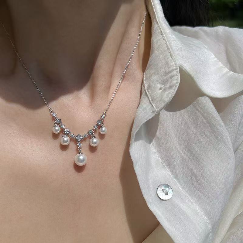 Pearls Rain Sterling Silver Necklace