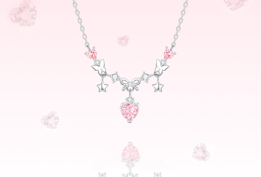 Pink heartbeat Sterling Silver Necklace