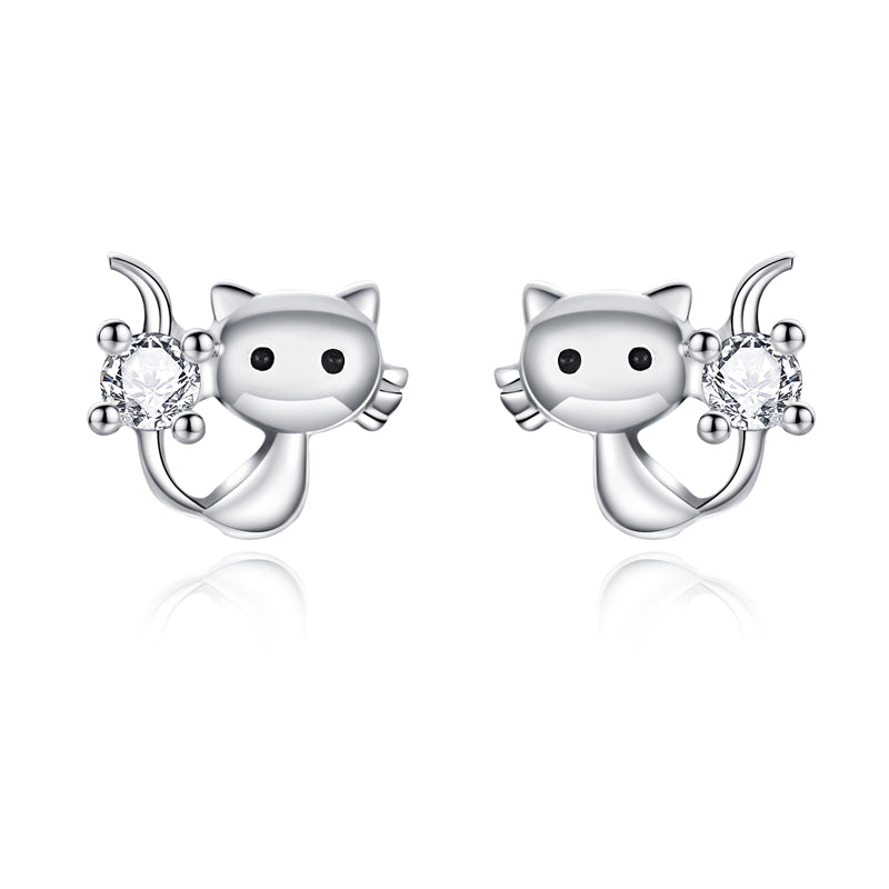 Whiskers Wings Sterling Silver 925 Stud earrings