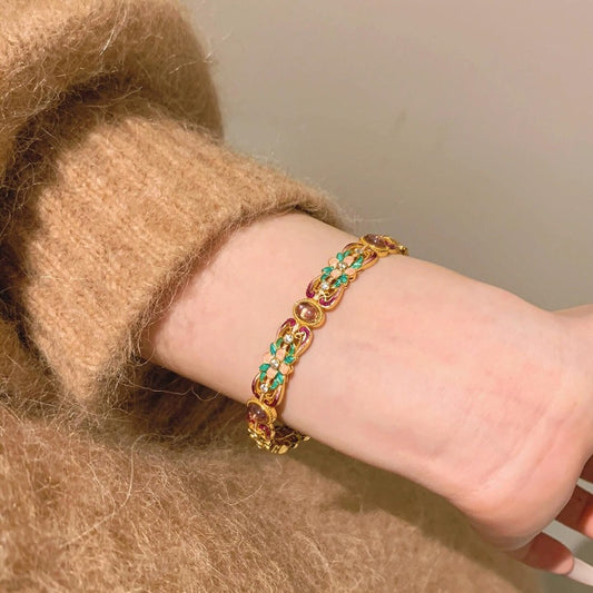 Traditional 18k Gold Filled Moonstone Cuff Bracelet