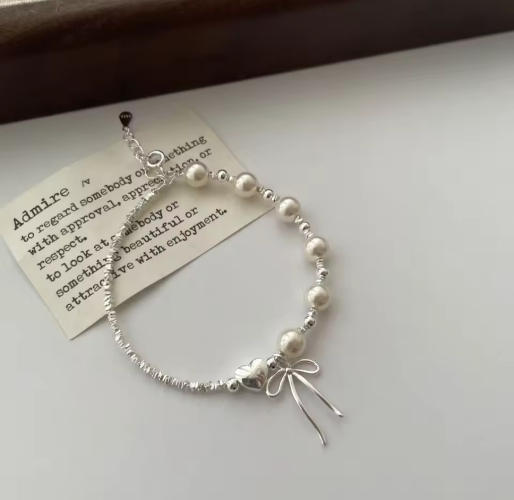 Sterling Silver Pearls Beaded Bracelet