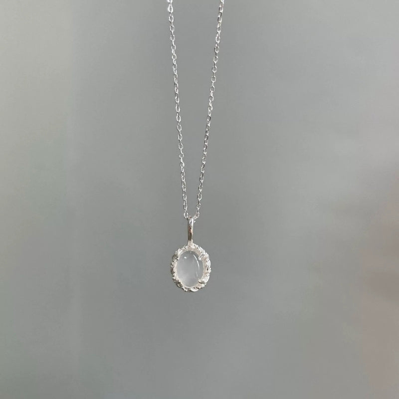 White Jade Sterling Silver 925 Necklace