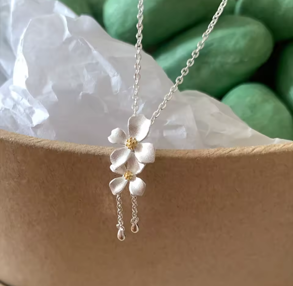 Gardenias Sterling Silver 925 Necklace
