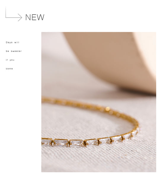 Gold filled Cubic Zircon Non Tarnish Water Proof Necklace and Bracelet Set