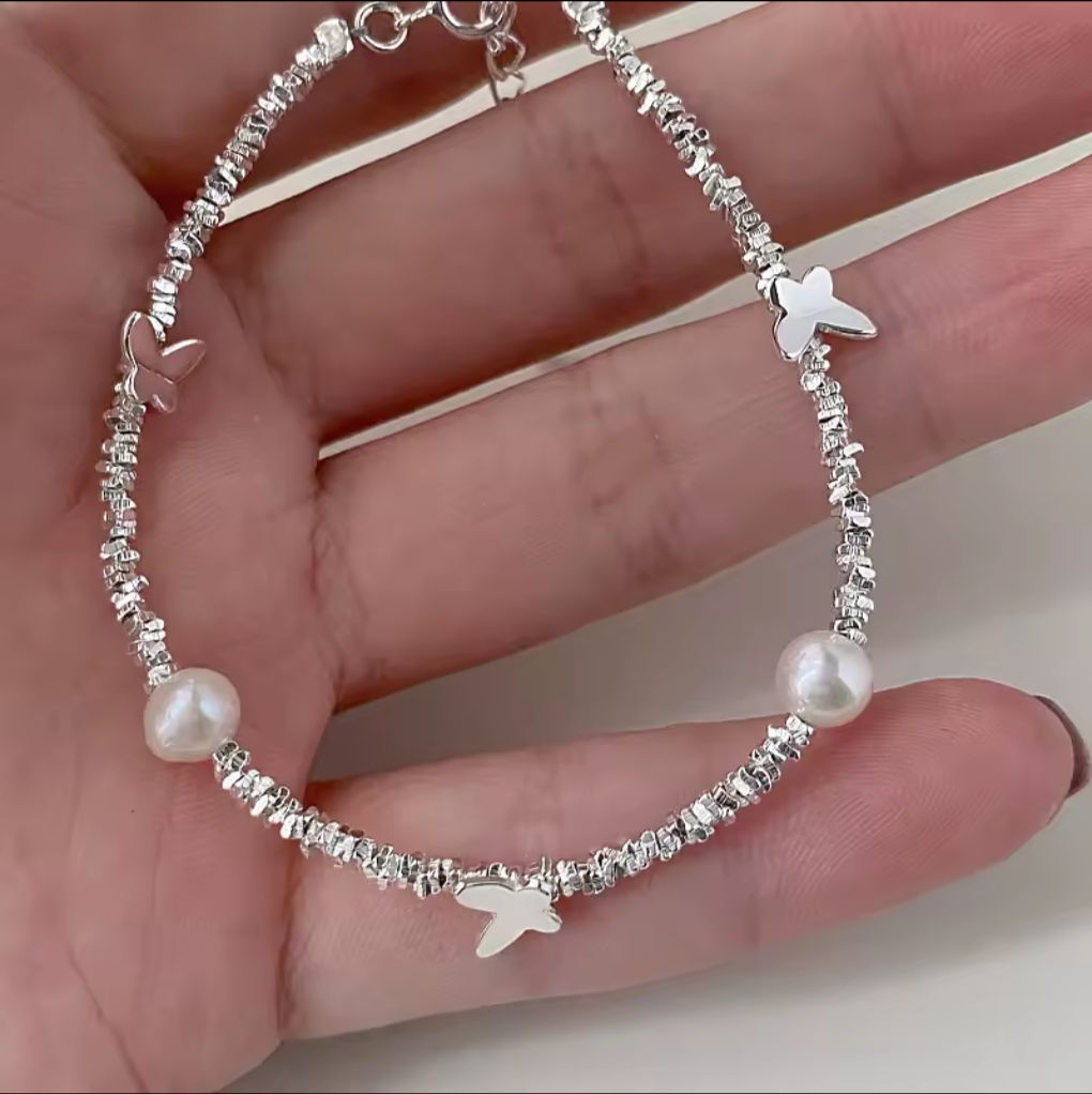Butterfly wings sterling silver bracelet