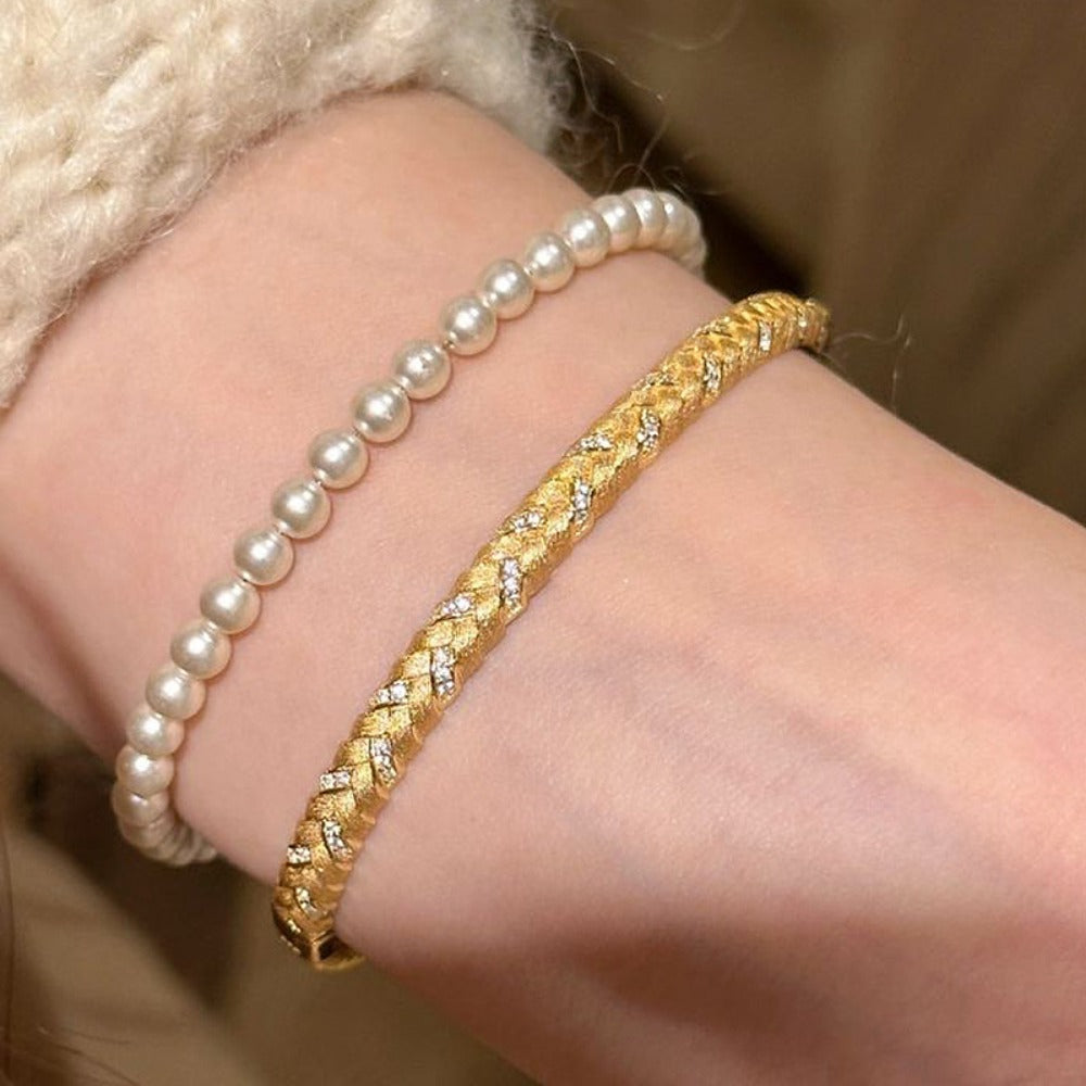 18k Gold Filled Cubic Zircon Bracelet Cuff Non Tarnish
