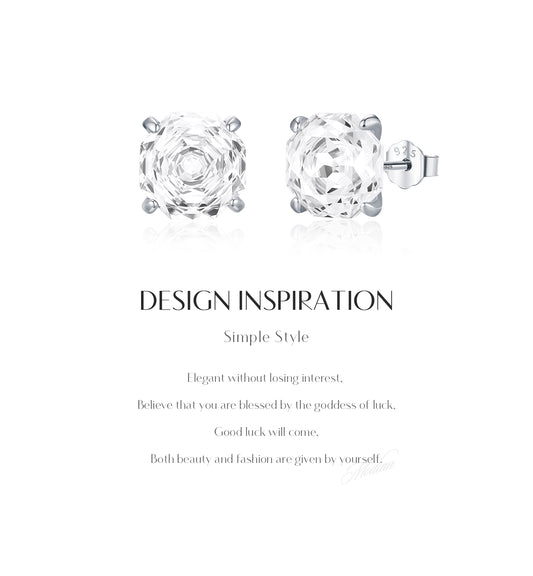 Rose Cut Cubic Zircon Sterling Silver Stud earrings