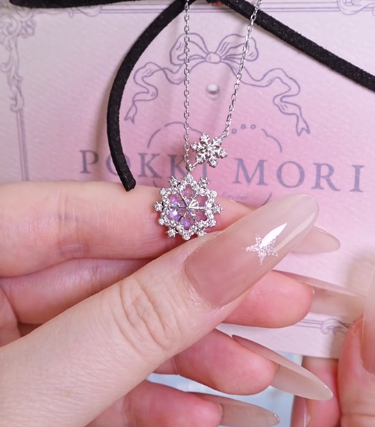 Pink Snowflake Sterling Silver Necklace