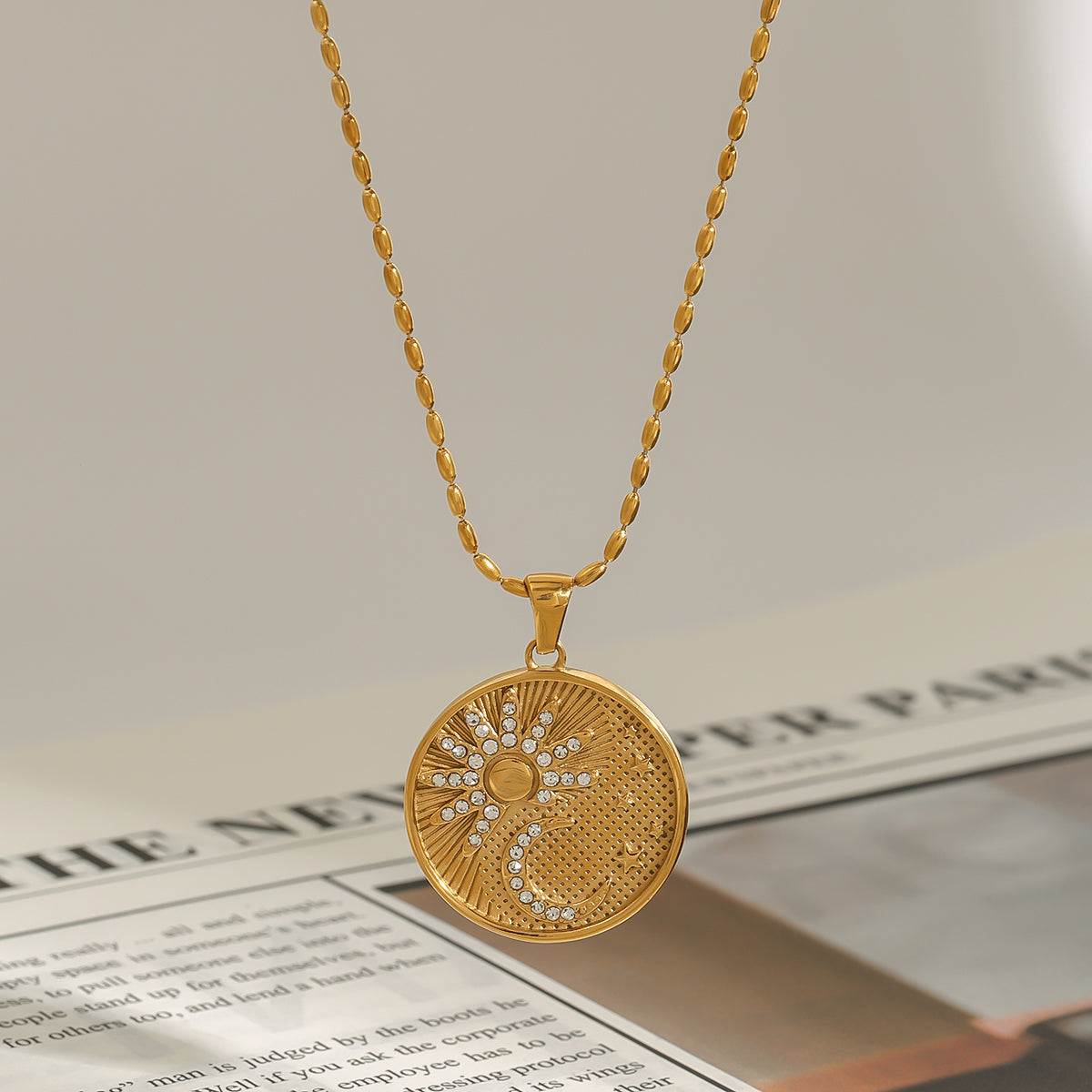 Gold Filled Sun Moon Necklace
