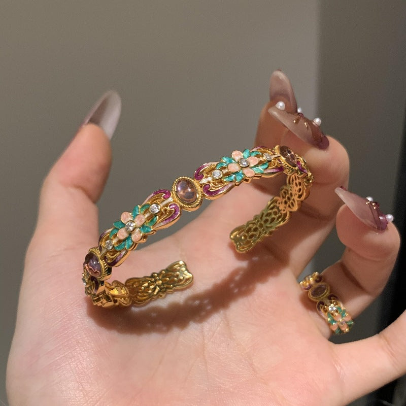 Traditional 18k Gold Filled Moonstone Cuff Bracelet