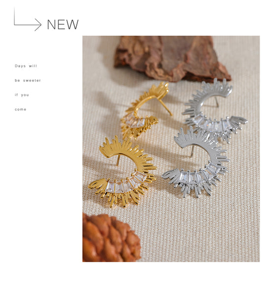 Sunrise 18k Gold Filled Cubic Zircon Stud Earrings