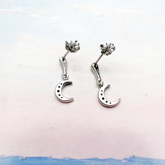Crescent moon Sterling Silver Earrings with certificate