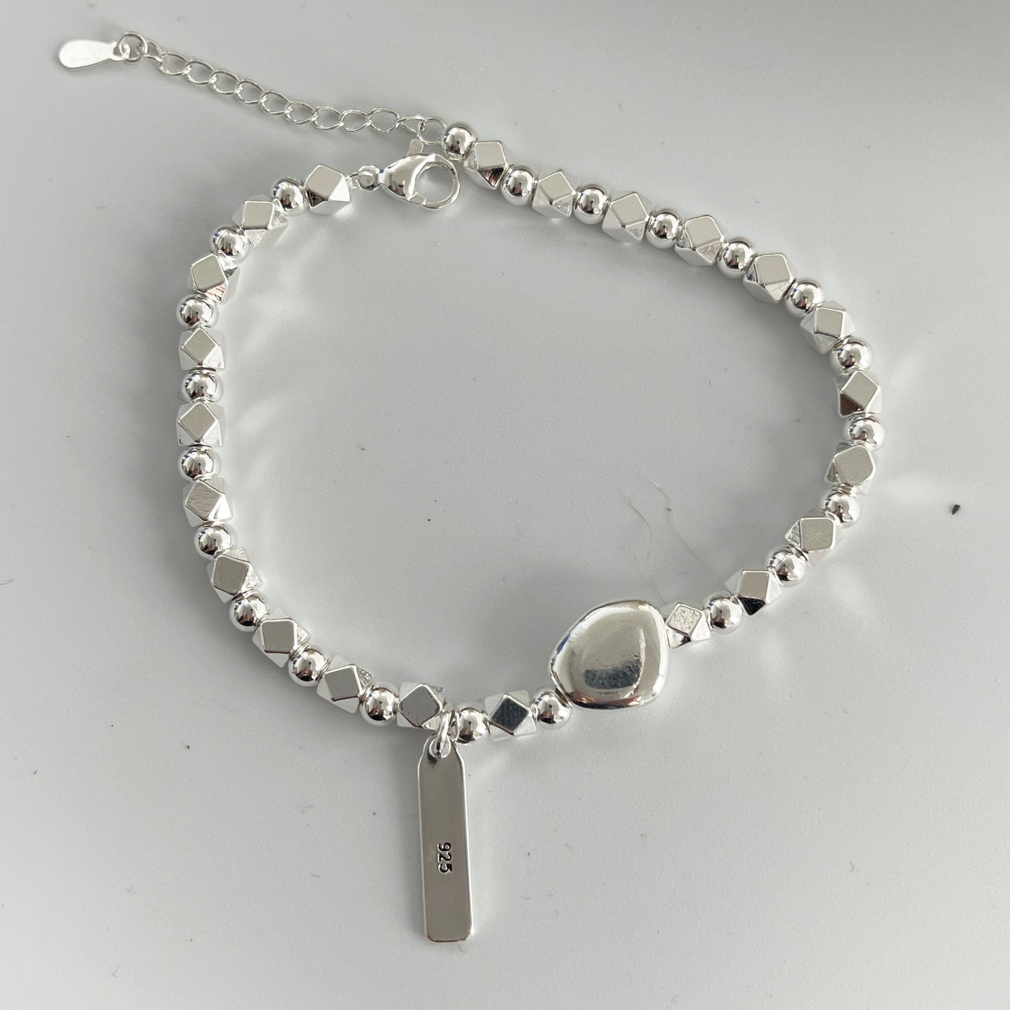 Uneven Beaded Sterling Silver bracelet
