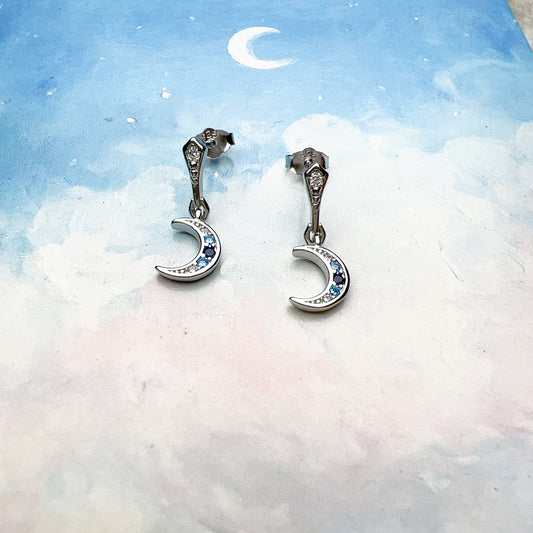 Crescent moon Sterling Silver Earrings with certificate