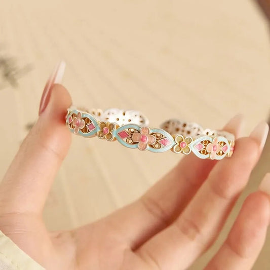 Handicraft Bracelet Classic Traditional Flower Bangle Sliver 925