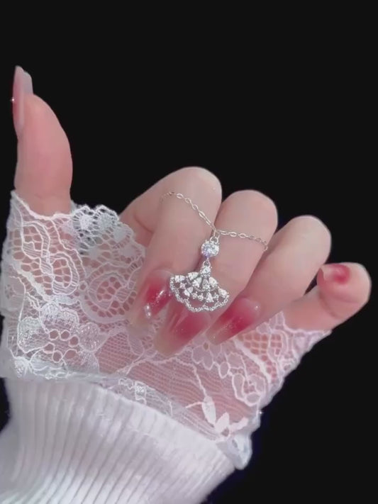 Little dress Moissanite Sterling Silver Necklace - Pass Diamond Test