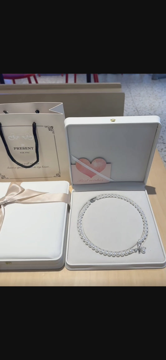 Natural Australian Pearls 8mm Luna Bow Sterling Silver Necklace -Giftable Packing as Pictures-Greeting Card-Custom Hand written Note