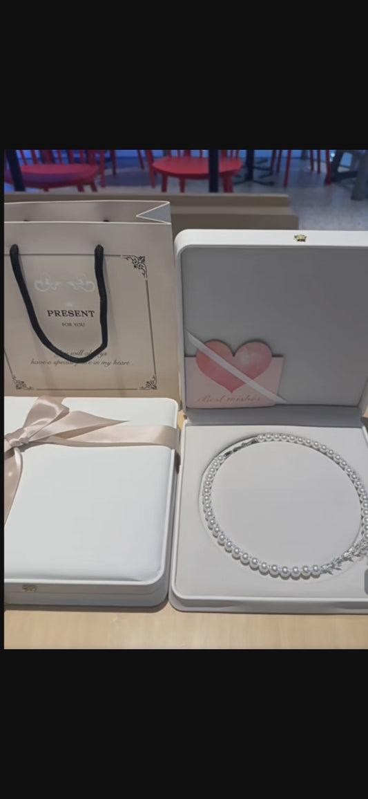 Natural Australian Pearls 8mm Floral Arrangement Sterling Silver Necklace -Giftable Packing as Picture s-Greeting Card-Custom Hand written Note