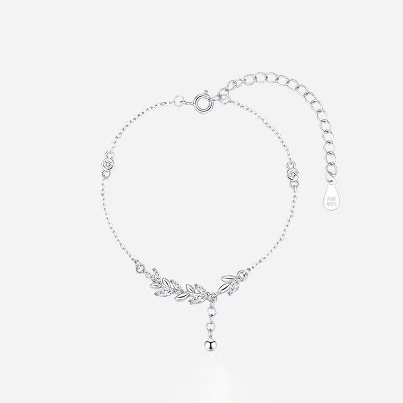 Wheat Crops Sterling Silver Bracelet with Cubic Zircon