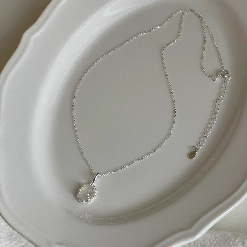 White Jade Sterling Silver 925 Necklace