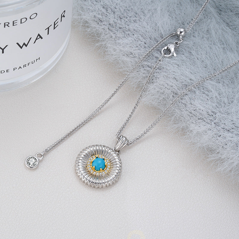 Turquoise blue Sterling Silver Necklace