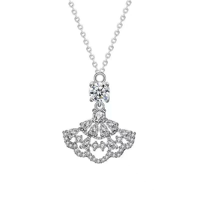 Little dress Moissanite Sterling Silver Necklace - Pass Diamond Test