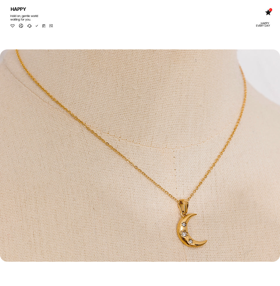Crescent Moon 18k Gold Filled Necklace Pendant