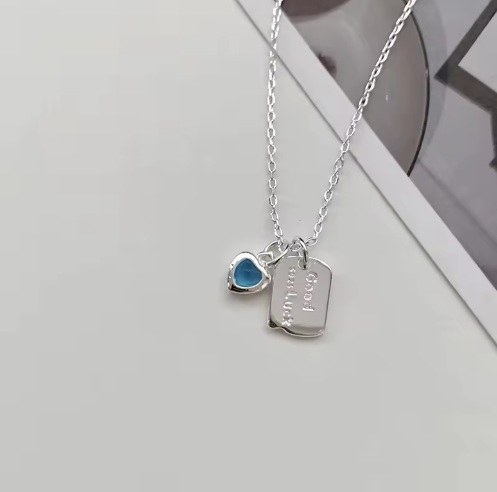 Blue Heart Good Luck Sterling Silver Necklace