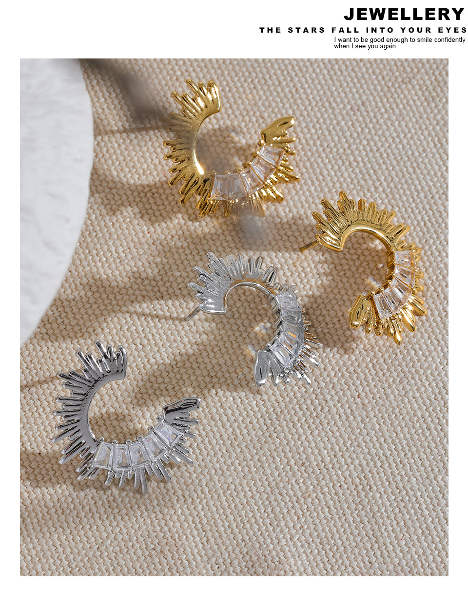 Sunrise 18k Gold Filled Cubic Zircon Stud Earrings