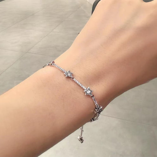 Cosmic rays Star Sterling Silver Bracelet with Cubic Zircon
